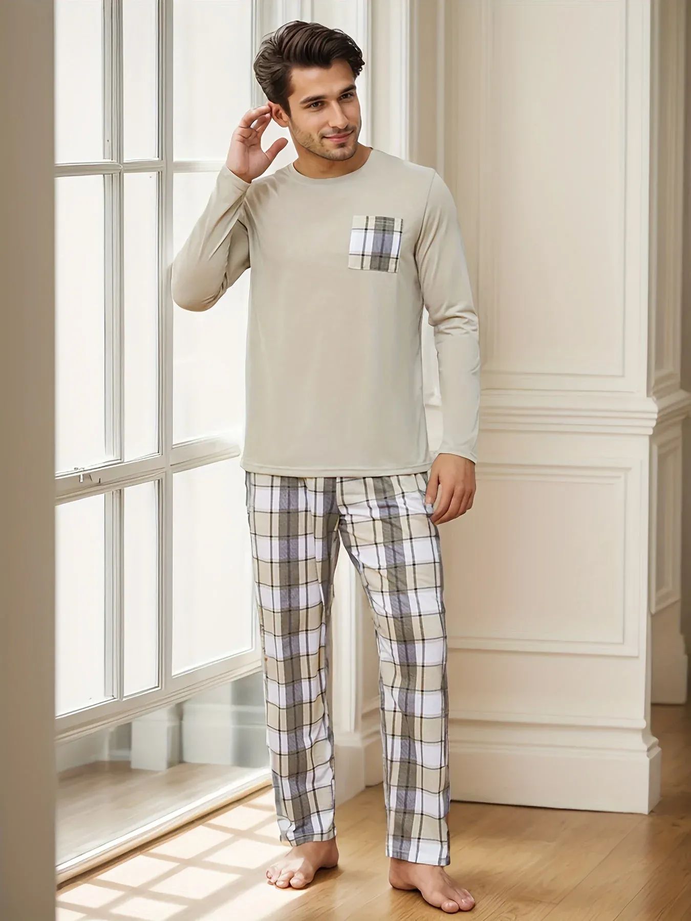 Samuel | Geruite herenpyjamaset