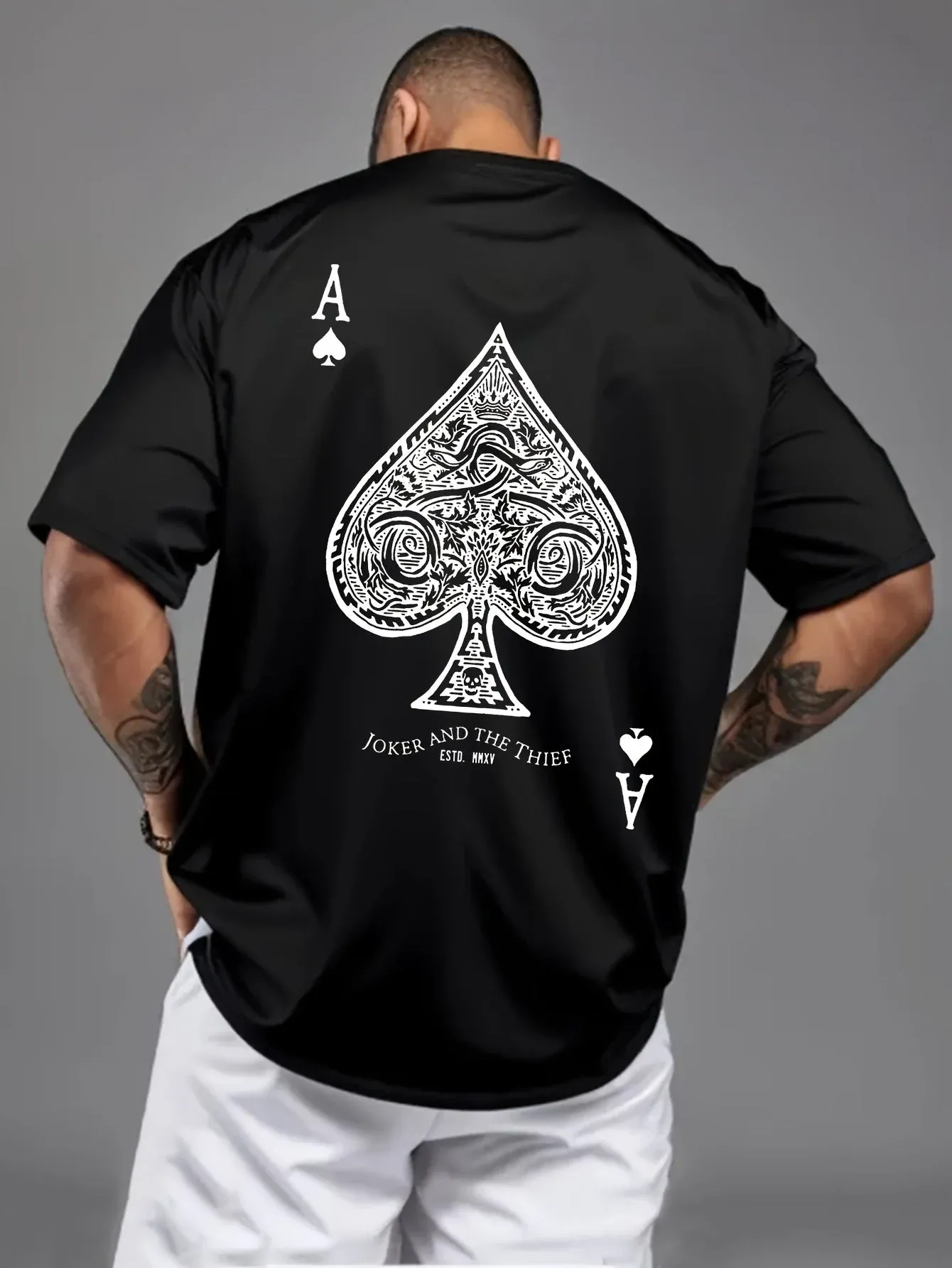Jesper | Vintage Ace Of Spades print zomer T-shirt - Afbeelding 4
