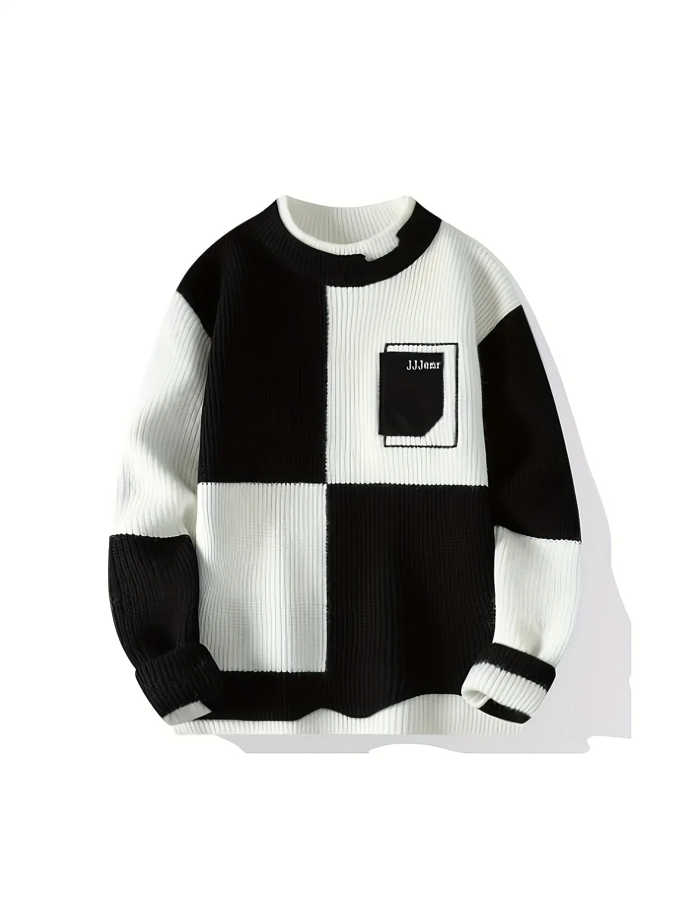 Lars | Stijlvolle gebreide pullover met contrasterende kleur en warm geometrisch patroon