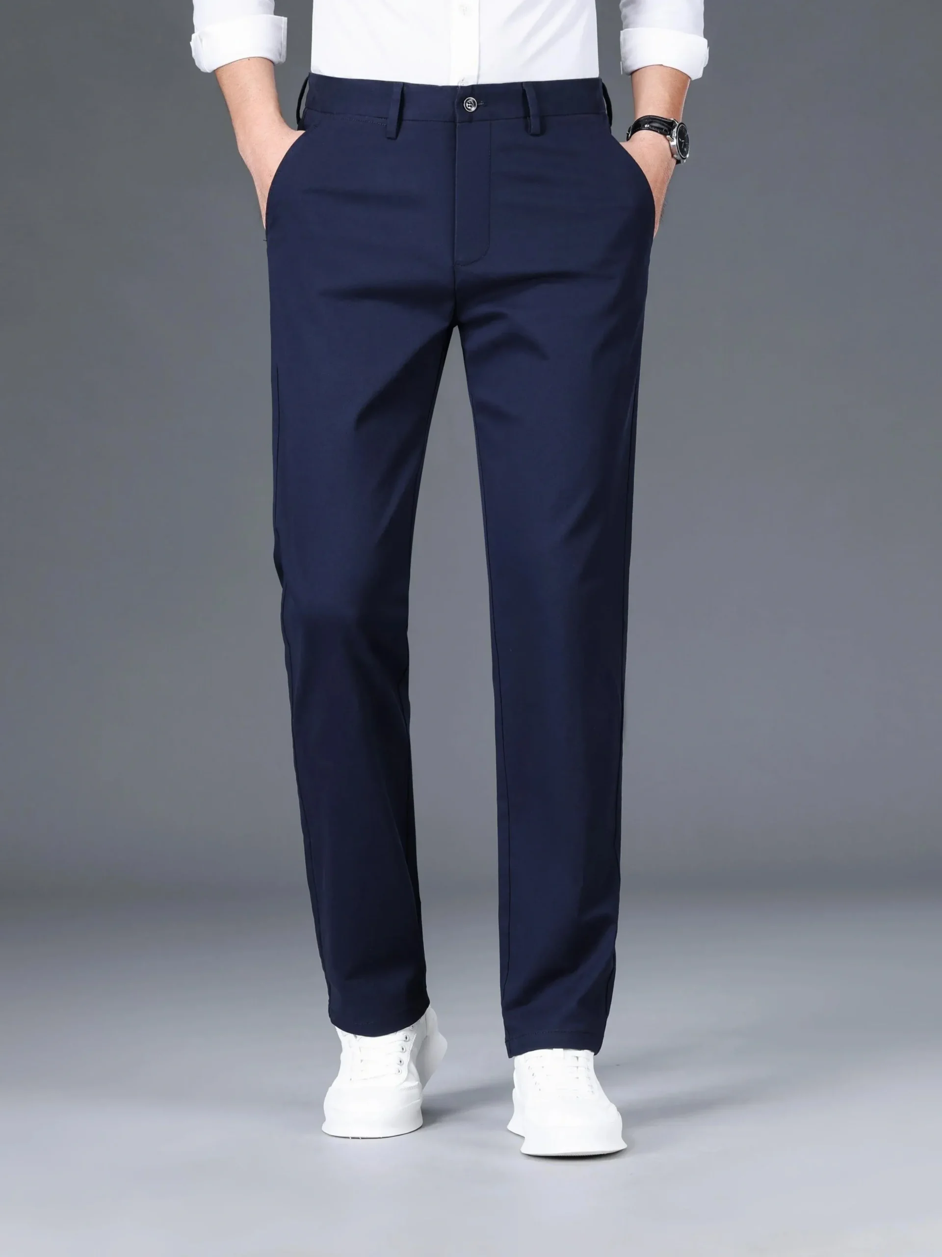 Jens | Business casual slim-fit herenbroek met zakken