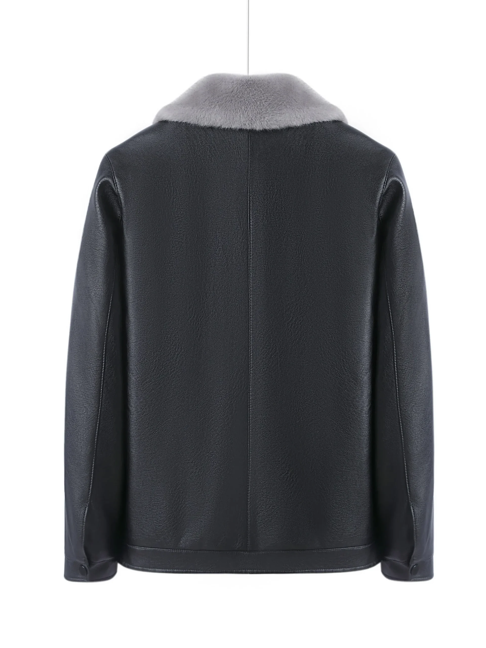 Stijn | Warm fleece jack met imitatieleer in effen kleur