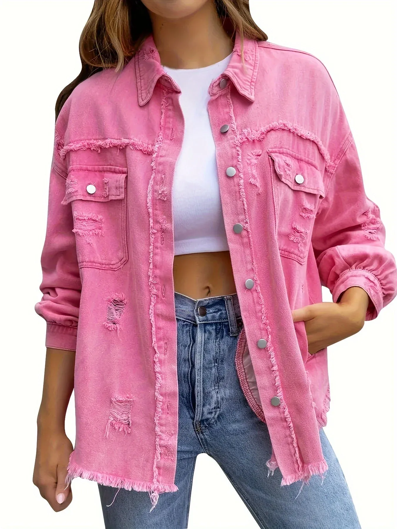 Chloe | Chique distressed denim jas voor dames