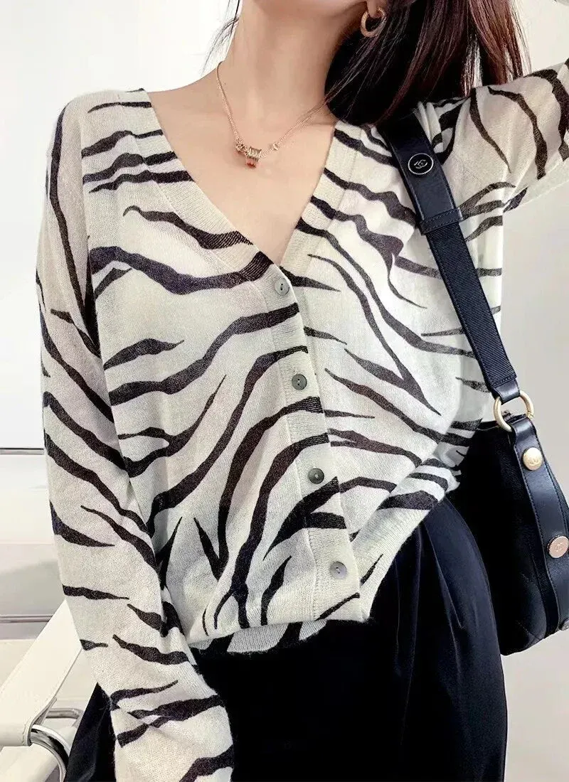 Juliette | Gestreepte zebra blousetrui